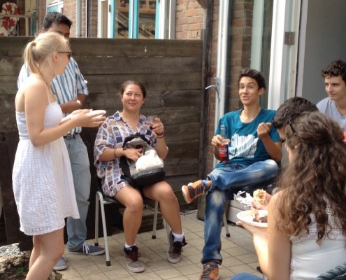 Students in Amsterdam at barbecue