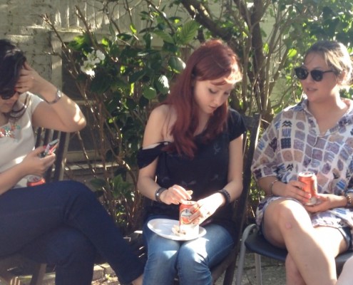 Dutch language students at barbecue